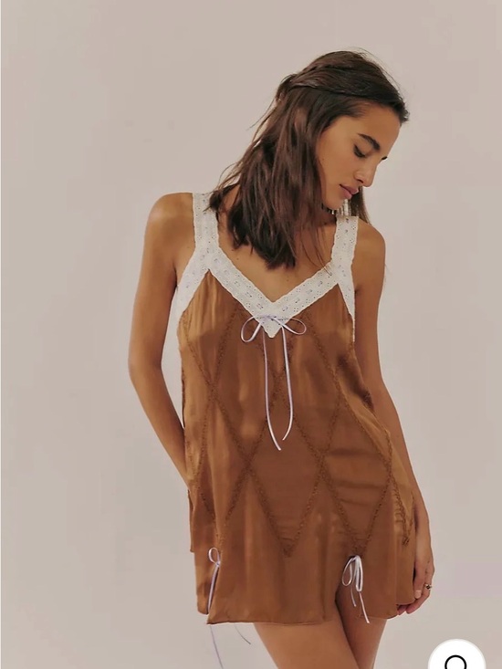 Other - Women's Lace-Trim Slip Nightdress in Brown
